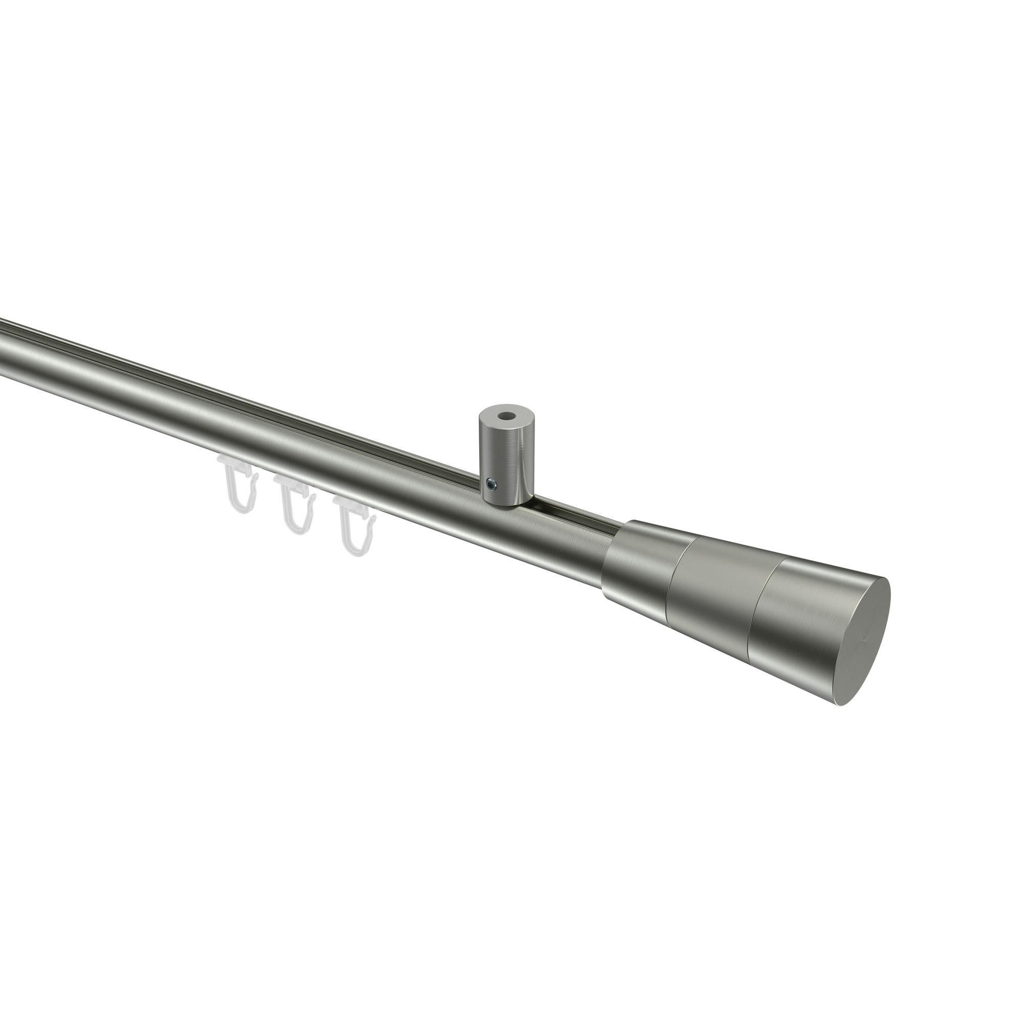 GARDINENSTANGE INNENLAUF Sonius Tanara 160 cm, 1-läufig, 20 mm Ø Edelstahl-Optik - Edelstahlfarben/Silberfarben, Metall (160cm) - INTERDECO