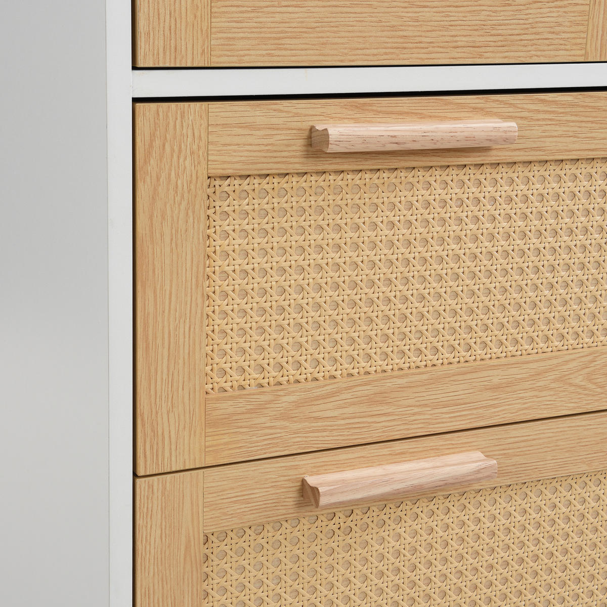 KOMMODE Rattan 4 Schubladen Massivholz 80x38x80cm - Multicolor, Holzwerkstoff (80/38/80cm) - FLIEKS