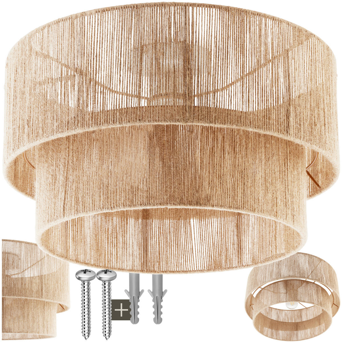 DECKENLEUCHTE Lignea Lux Aus Jute ,45 x 25 cm ,braun - Braun, Metall (45/45/27.5cm) - tectake
