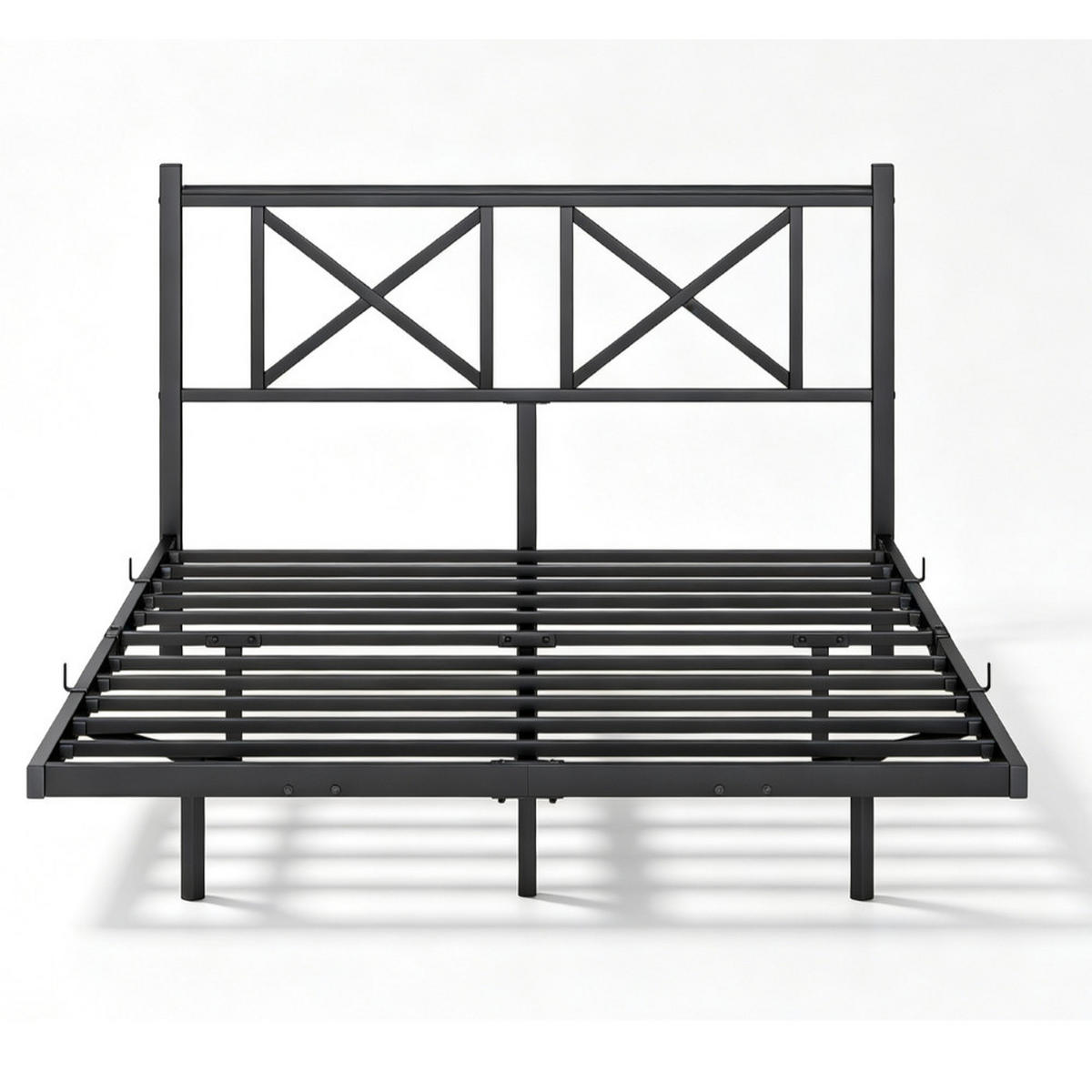 METALLBETT 140/200 cm in Schwarz mit LED, USB und Steckdose - Schwarz, Metall (140/200cm) - CHICFURN