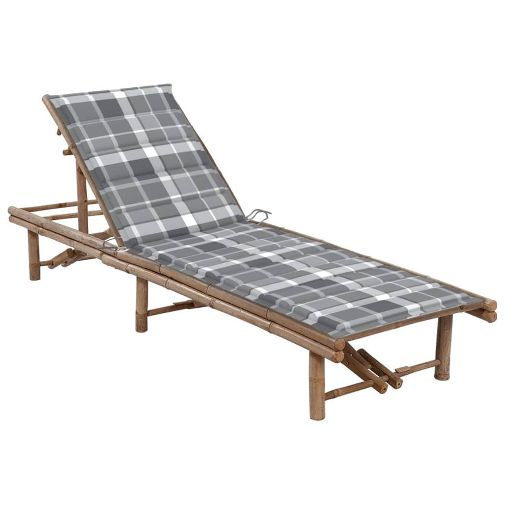 GARTEN-SONNENLIEGE mit Auflage Bambus - Grau, Holz (65/87/200cm) - furnicato