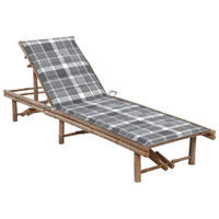 GARTEN-SONNENLIEGE mit Auflage Bambus - Grau, Holz (65/87/200cm) - furnicato