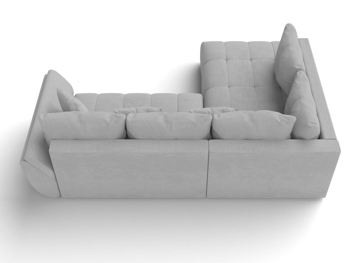ECKSOFA L Form Corleone Hellgrau 266/190/91 cm mit Schlaffunktion - Hellgrau/Schwarz, Kunststoff/Textil (266/182cm) - AX Living
