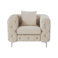 SESSEL mit gerader Rückenlehne - 1 Person - Samt, Stoff - Beige - - Beige, Textil (106/76/91cm) - Vente-Unique
