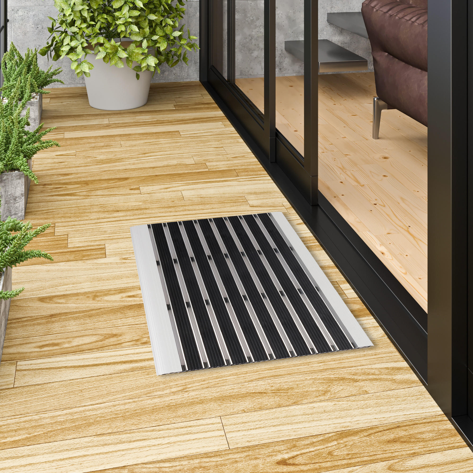 FUSSMATTE SAUBERLAUF ALUMINIUM KLEENY - Schwarz, Kunststoff (40/60cm) - Pergamon