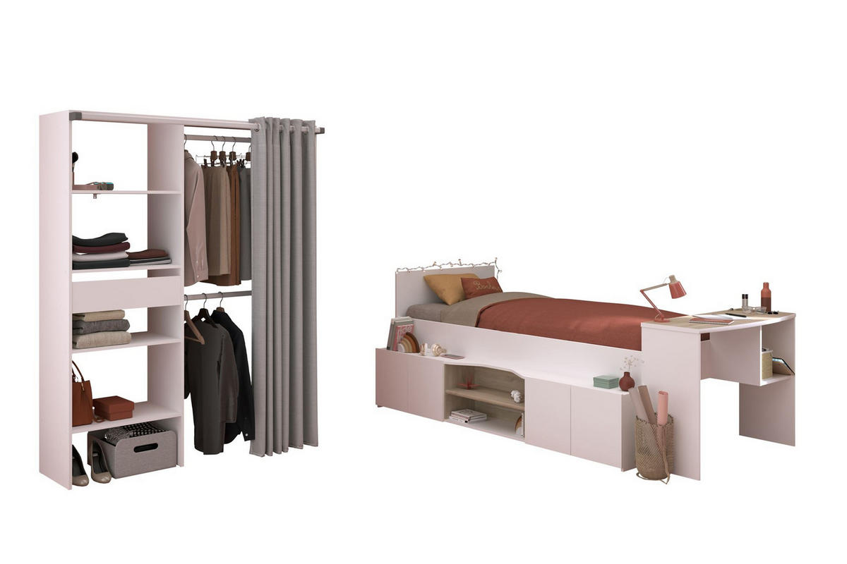 KINDERZIMMER-SET 2-tlg. Parisot Cleo 11 Holzdekor Weiß/Grau - Weiß/Grau, Kunststoff (100/1/200cm) - 58aufmkessel