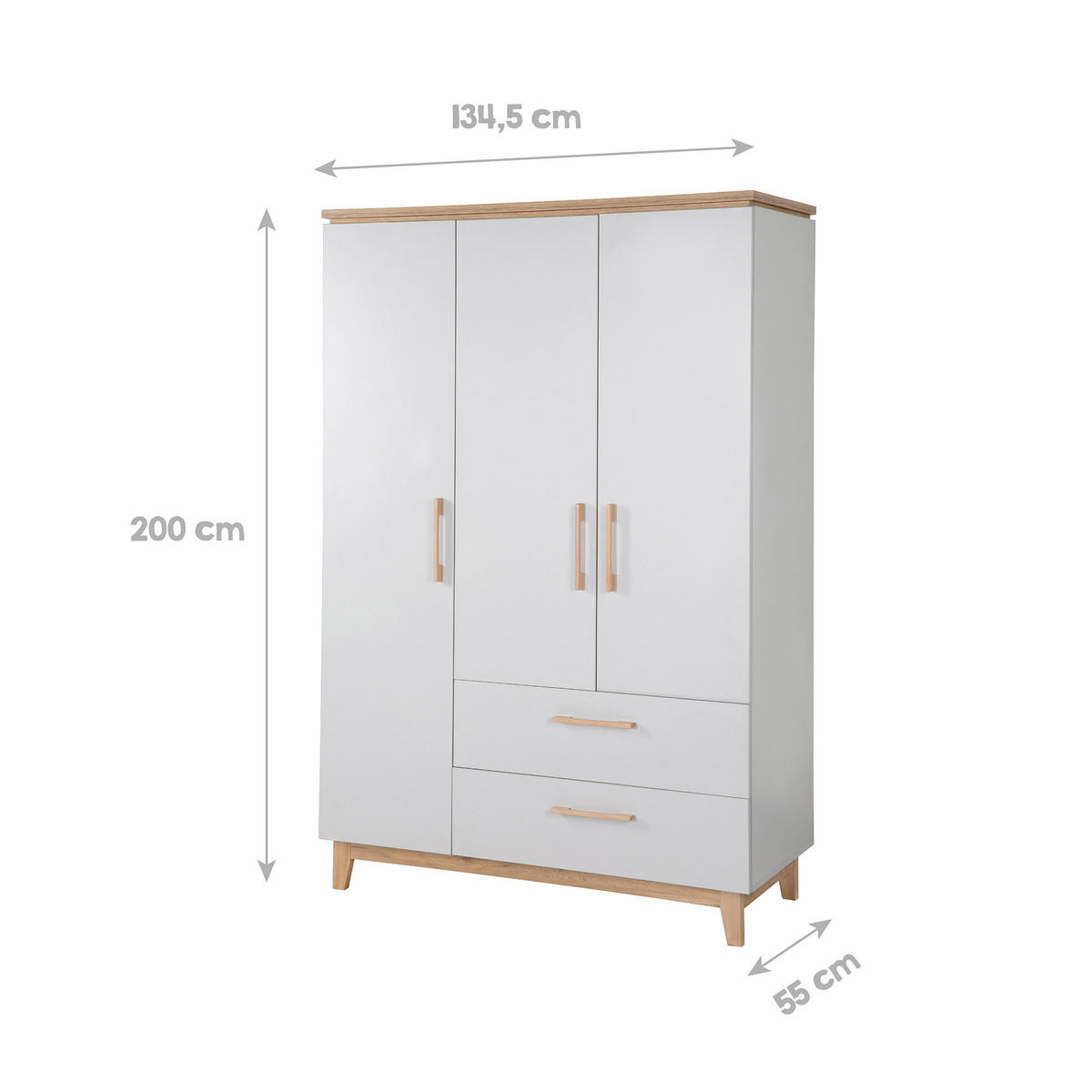 BABYZIMMER-SET Caro I, 3-teilig - Hellgrau, Holzwerkstoff (78/89/144cm) - Roba
