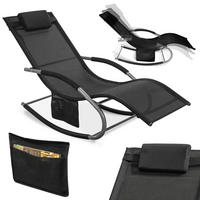 SONNENLIEGE Schwarz - Schwarz, Metall (63/83/150cm) - SoBuy