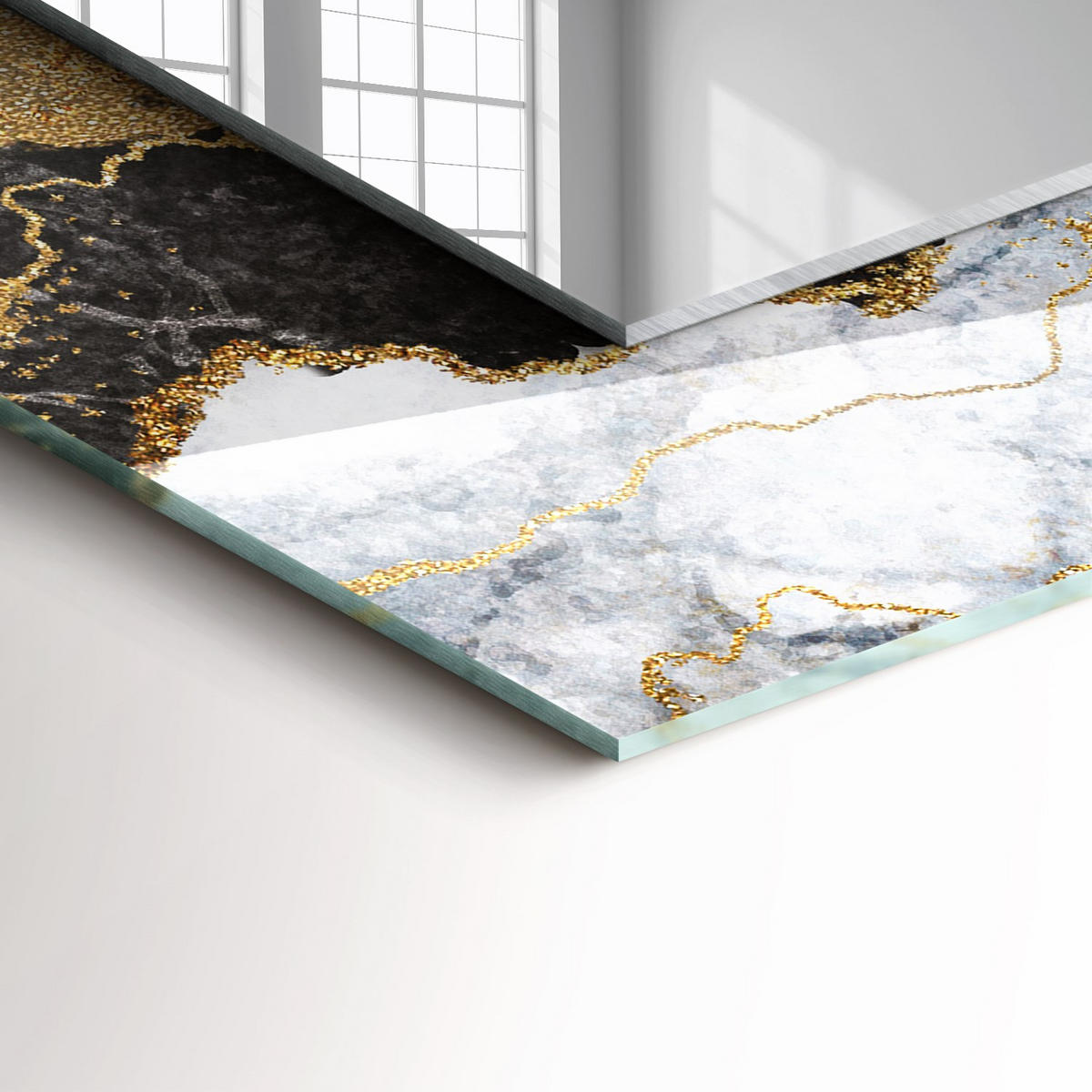 SPIEGEL 80 x 60 cm Rechteckig mit Aufdruck - Dunkelblau, Glas (80/60/0.4cm) - TULUP