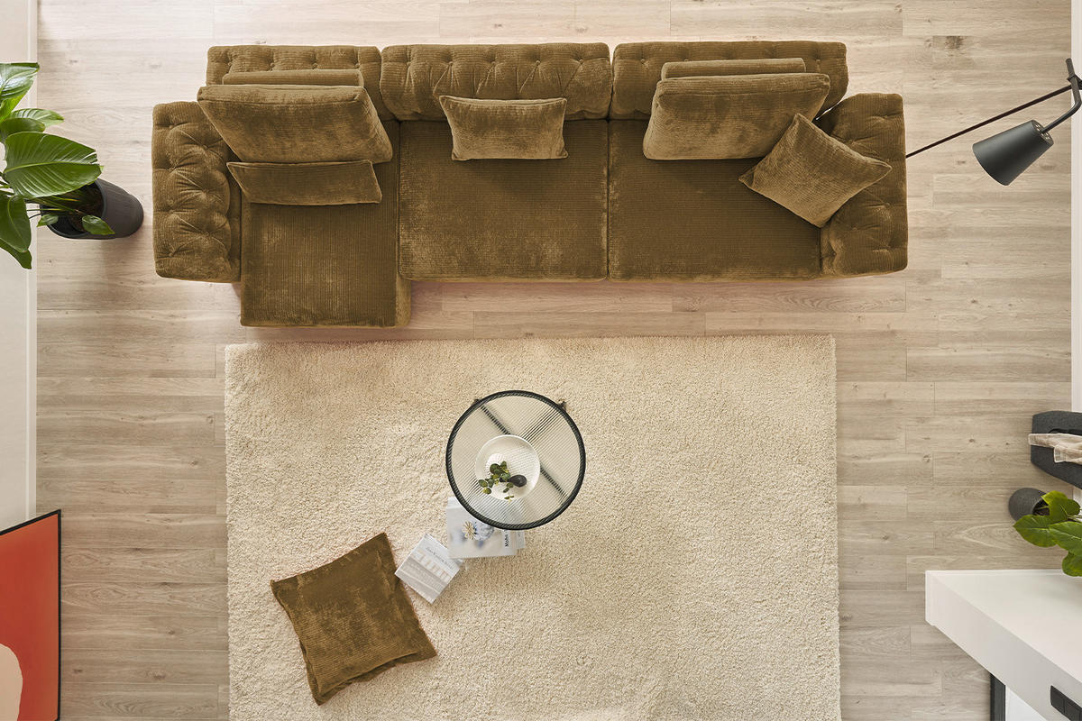 MODULSOFA SEPHI Braun Cord - Dunkelbraun/Schwarz, Kunststoff/Textil (375/62/109cm) - KAWOLA