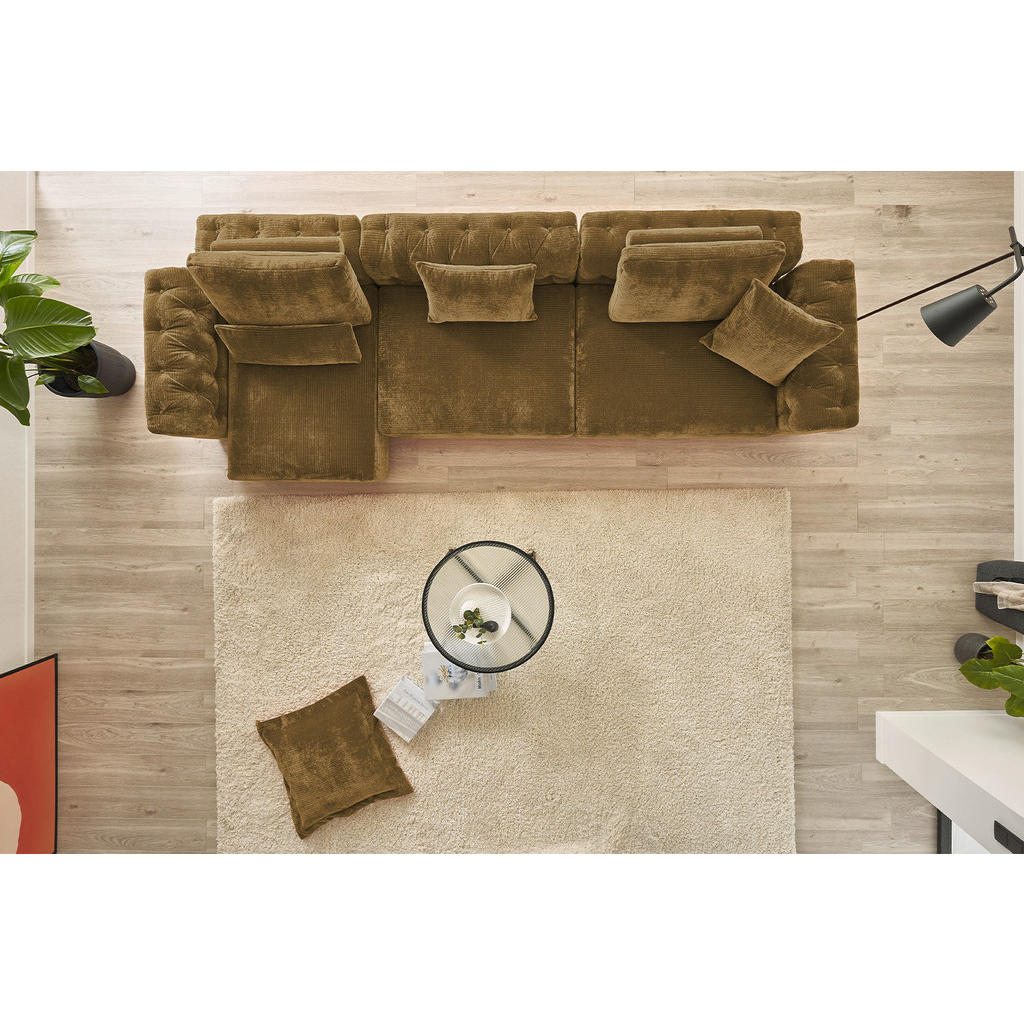 Thumbnail - Kawola Modulsofa, Braun, Textil, Echtholz, 4-Sitzer, Füllung: Kaltschaum, 375x62x109 cm, Wohnzimmer, Sofas & Couches, So...