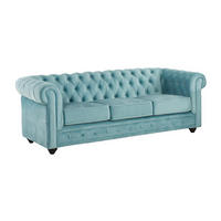 SOFA 3-Sitzer - Samt - Hellblau - CHESTERFIELD - Hellblau, Textil (205/72/88cm) - Vente-Unique
