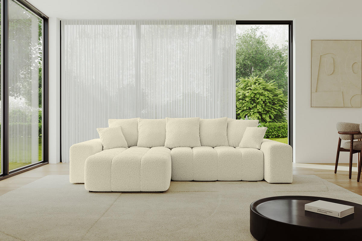 ECKSOFA Ottomane links/rechts ENIL-L 290x175x84 Beige Bouclé - Beige, Holzwerkstoff/Kunststoff (290/175cm) - ALTDECOR