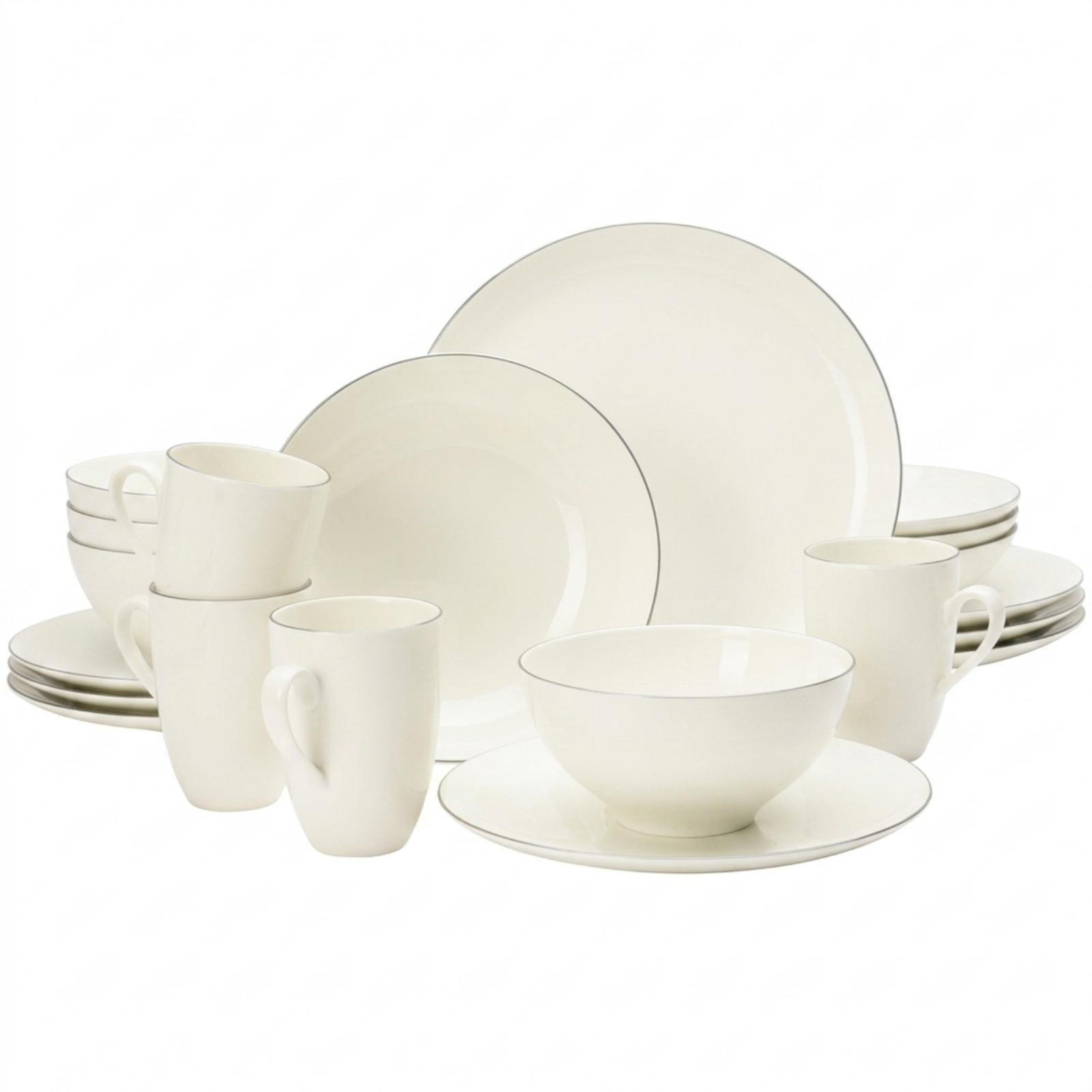 KOMBISERVICE Savona Grey Line creme 20er Set - Creme, Keramik (1/1/1cm) - Seltmann Weiden