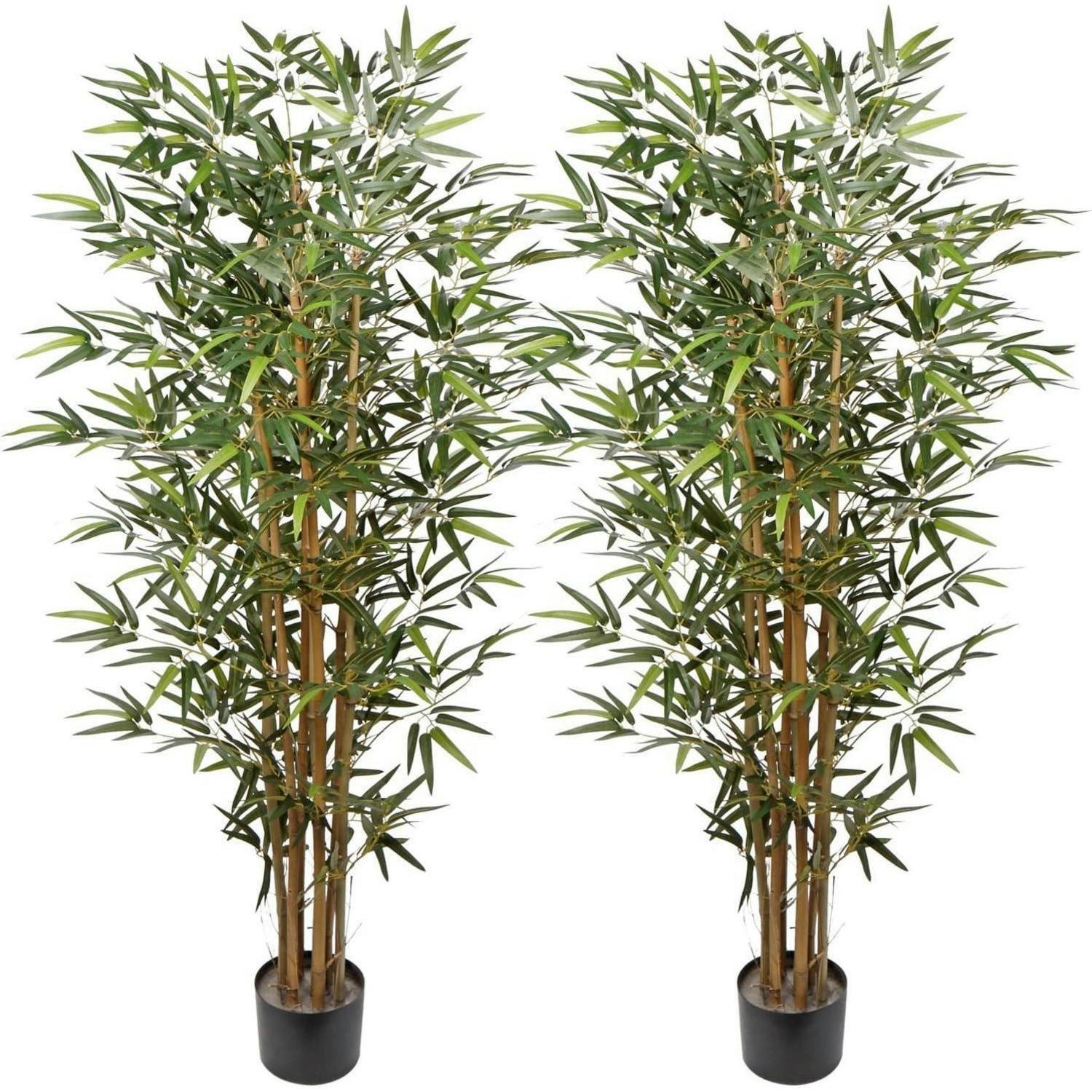 KUNSTBAUM Bambus 2 Stück 152.4 cm Grün - Grün, Naturmaterialien (15.2cm)