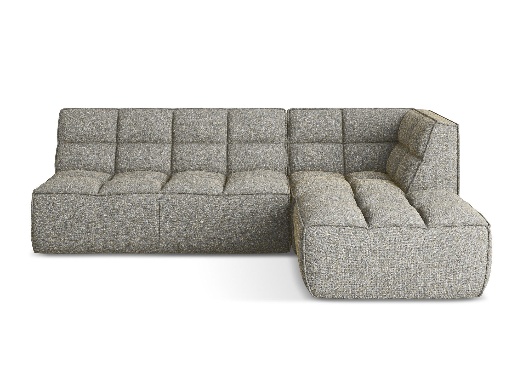 ECKSOFA Beidseitig Strukturstoff Stoff Beige - Beige/Schwarz, Kunststoff/Textil (258/178cm) - Makamii