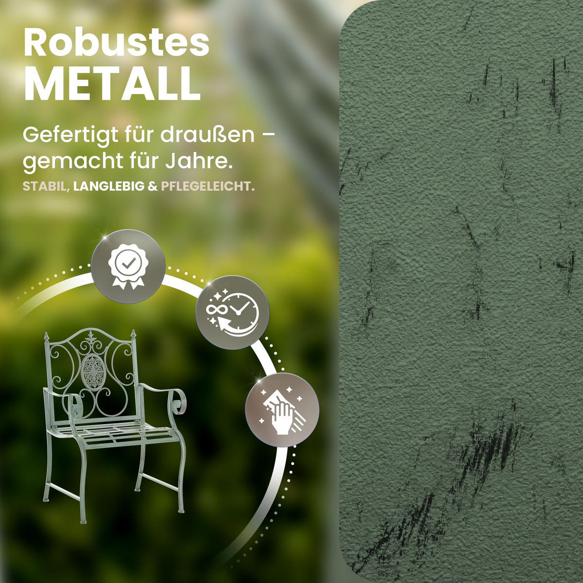 GARTENSTUHL Metall Antik-Grün - Grün, Metall (62/94/53cm) - CLP