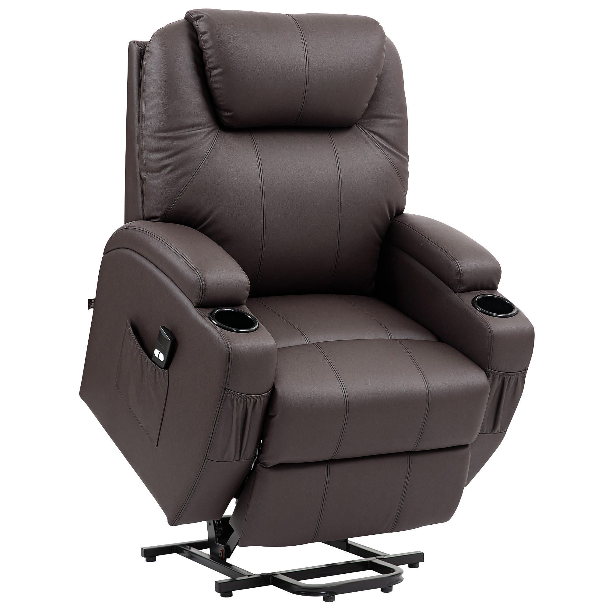 SESSEL mit Aufstehhilfe Aufstehsessel Fernsehsessel Kunstleder Kaffee-Braun - Schwarz/Braun, Leder/Kunststoff (92/109/85cm) - HOMCOM