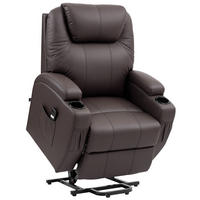 SESSEL mit Aufstehhilfe Aufstehsessel Fernsehsessel Kunstleder Kaffee-Braun - Schwarz/Braun, Leder/Kunststoff (92/109/85cm) - HOMCOM