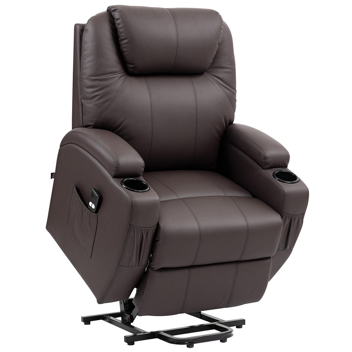 SESSEL mit Aufstehhilfe Aufstehsessel Fernsehsessel Kunstleder Kaffee-Braun - Schwarz/Braun, Leder/Kunststoff (92/109/85cm) - HOMCOM