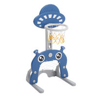 SPIELPLATZ 2 in 1 Basketballständer Fußballtor Höhenverstellbar Kunststoff - Blau/Weiß, Kunststoff (56/83/46cm) - Livingandhome