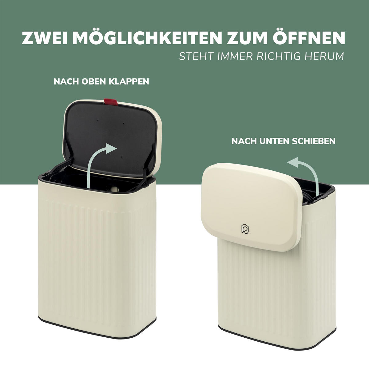 ABFALLEIMER 6 Liter, beige - Creme, Metall (22.5/31/16.5cm) - eluno