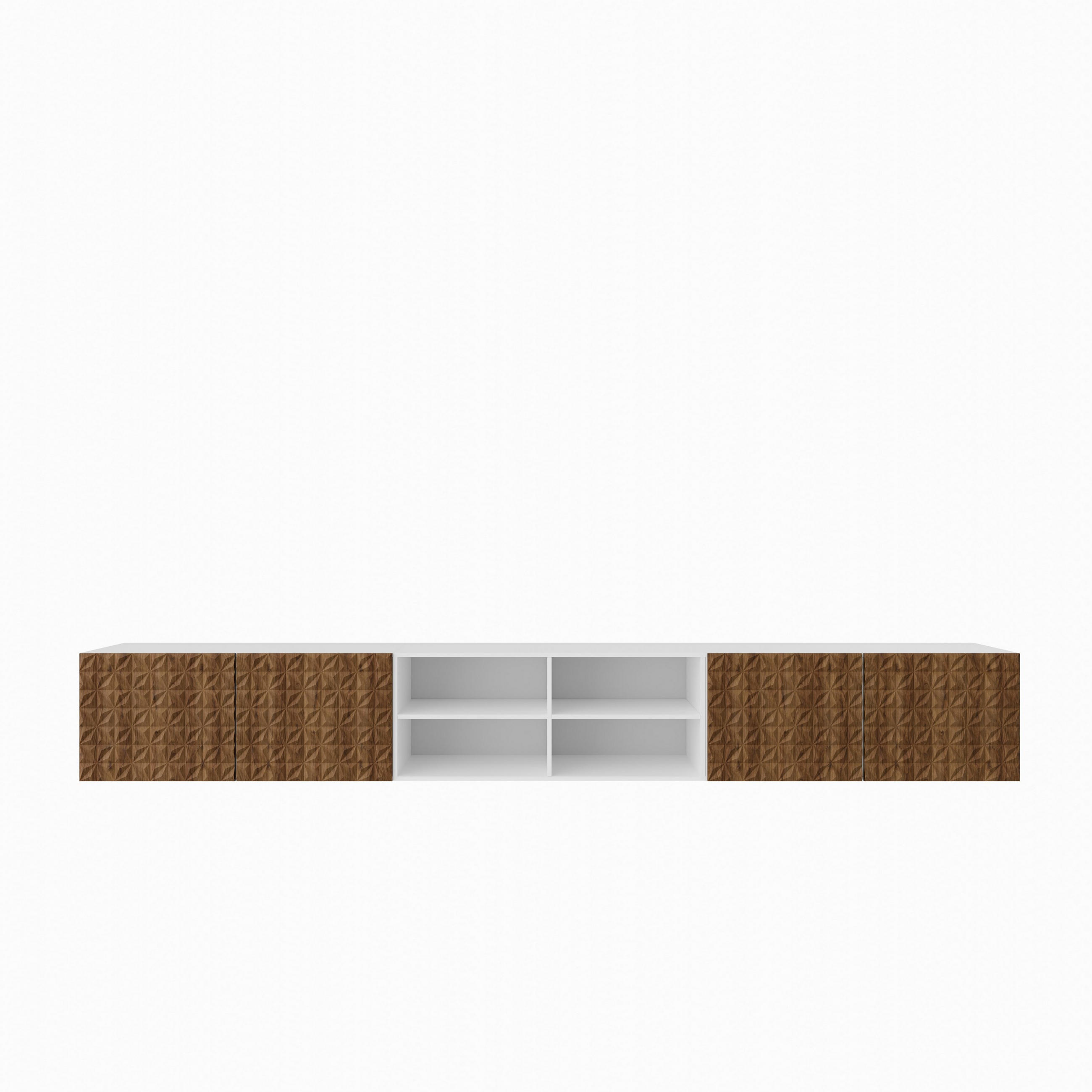 LOWBOARD ROVA 300/41/40 cm, Hängender TV-Schrank Weiß / Eichefarben - Eichefarben/Braun, Holzwerkstoff (300/41/40cm) - MASSENO