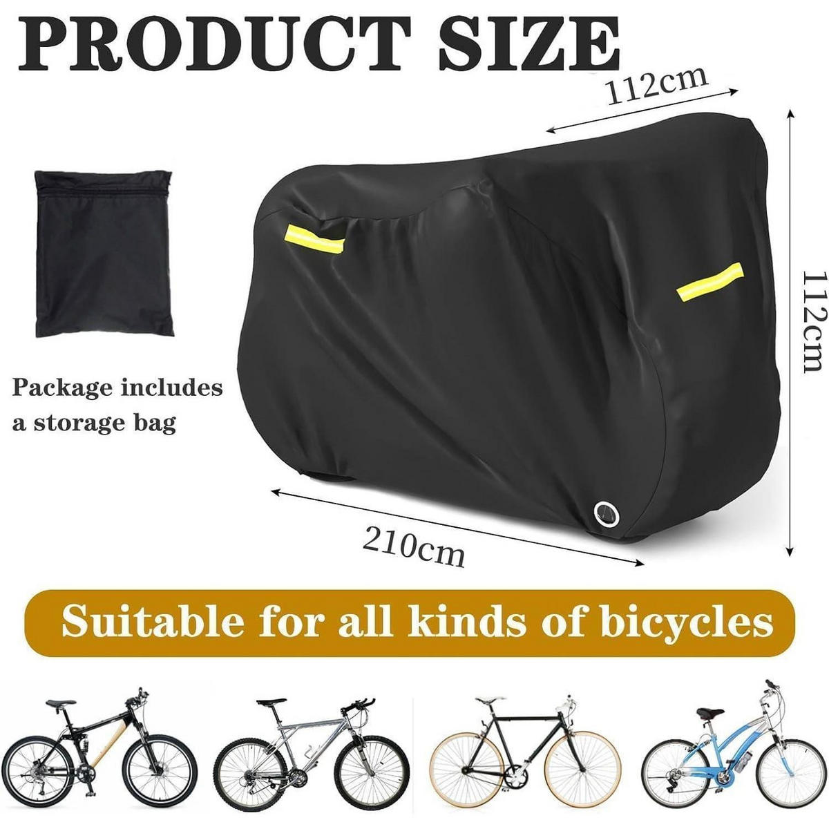 FAHRRADABDECKUNG Wasserdicht 210 x 112 x 112 cm - Schwarz, Textil (112/112/210cm)