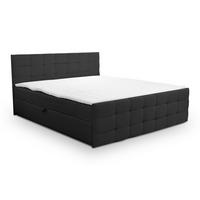 BOXBETT NATALIE mit 2 Bettkästen, 160x200, Farbe: Schwarz, Velourstoff, mit Bonell-Matratze inkl. Topper - Schwarz, Holz/Kunststoff (160/200cm) - VENASI MÖBEL