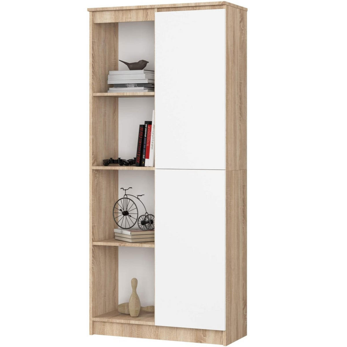 STANDREGAL Eiche Sonoma, Weiß 180/80/35 - Weiß, Holzwerkstoff (80/180/35cm) - RAUMHIRSCH FURNITURE