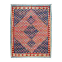KELIM-TEPPICH handgewebt Senneh Rosa 201/156 cm Schurwolle - Pink, Textil (156/201cm) - Looma