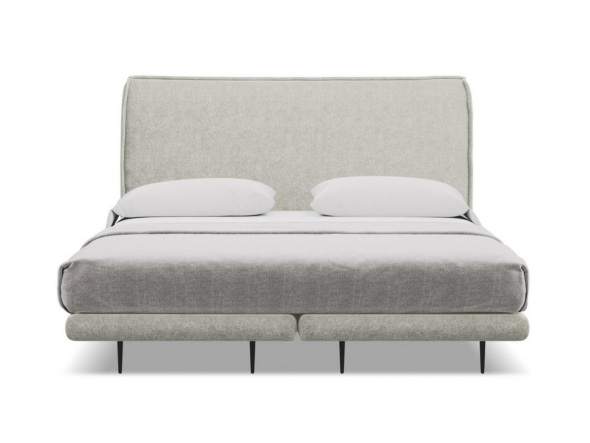 POLSTERBETT Doppelbett mit Matratze Bouclé Stoff Beige - Beige/Schwarz, Textil/Metall (140/200cm) - Makamii