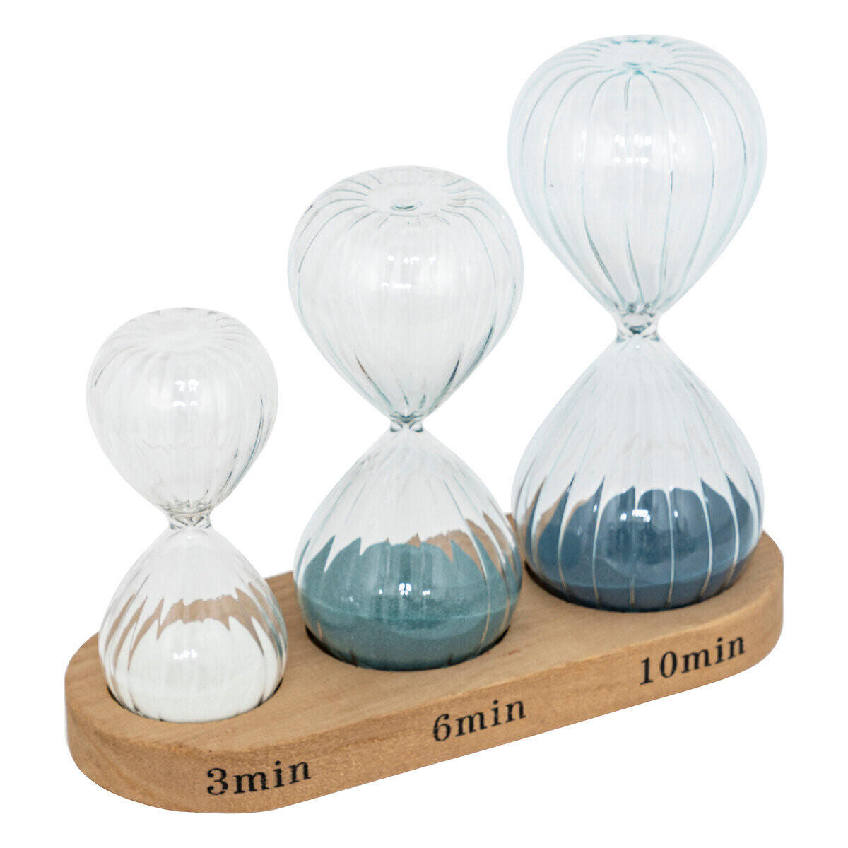 SANDUHREN Sabi 15 cm, 3er-Set - Blau, Glas (6.3/6.3/14cm) - Atmosphera Createur d´interieur