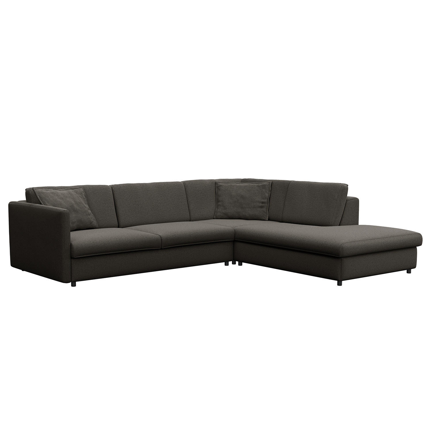 ECKSOFA mit Ottomane - Anthrazit/Schwarz, Kunststoff/Textil (328/272cm) - home24