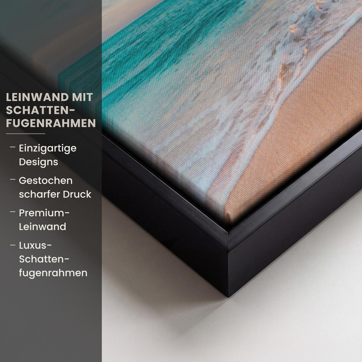 LEINWAND Bilder mit Rahmen - Sonnenuntergang - Strand - Meer - Sommer - Blau - 30x20 - Multicolor, Textil (30/20cm) - MuchoWow