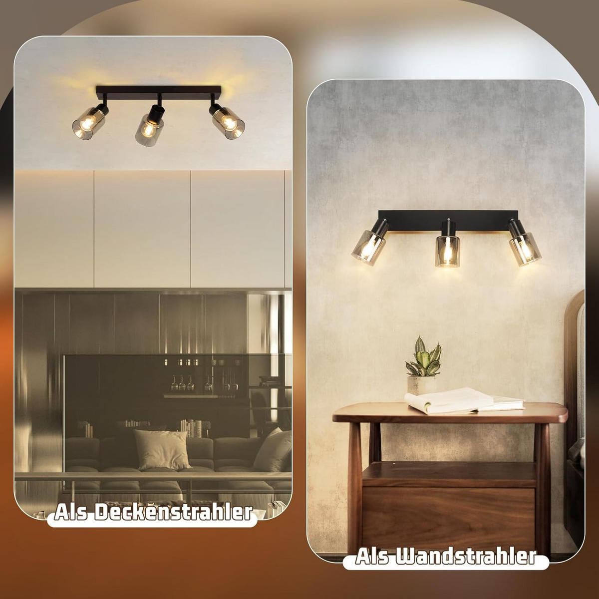 DECKENSTRAHLER Funkelbert 19/15/41 cm - Schwarz, Metall (41/19/15cm) - ZMH
