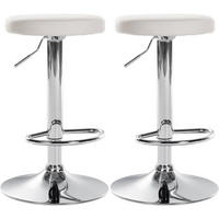 BARHOCKER 2er Set Lederlook weiß - Weiß, Textil/Metall (38.5/60/38.5cm) - CLP