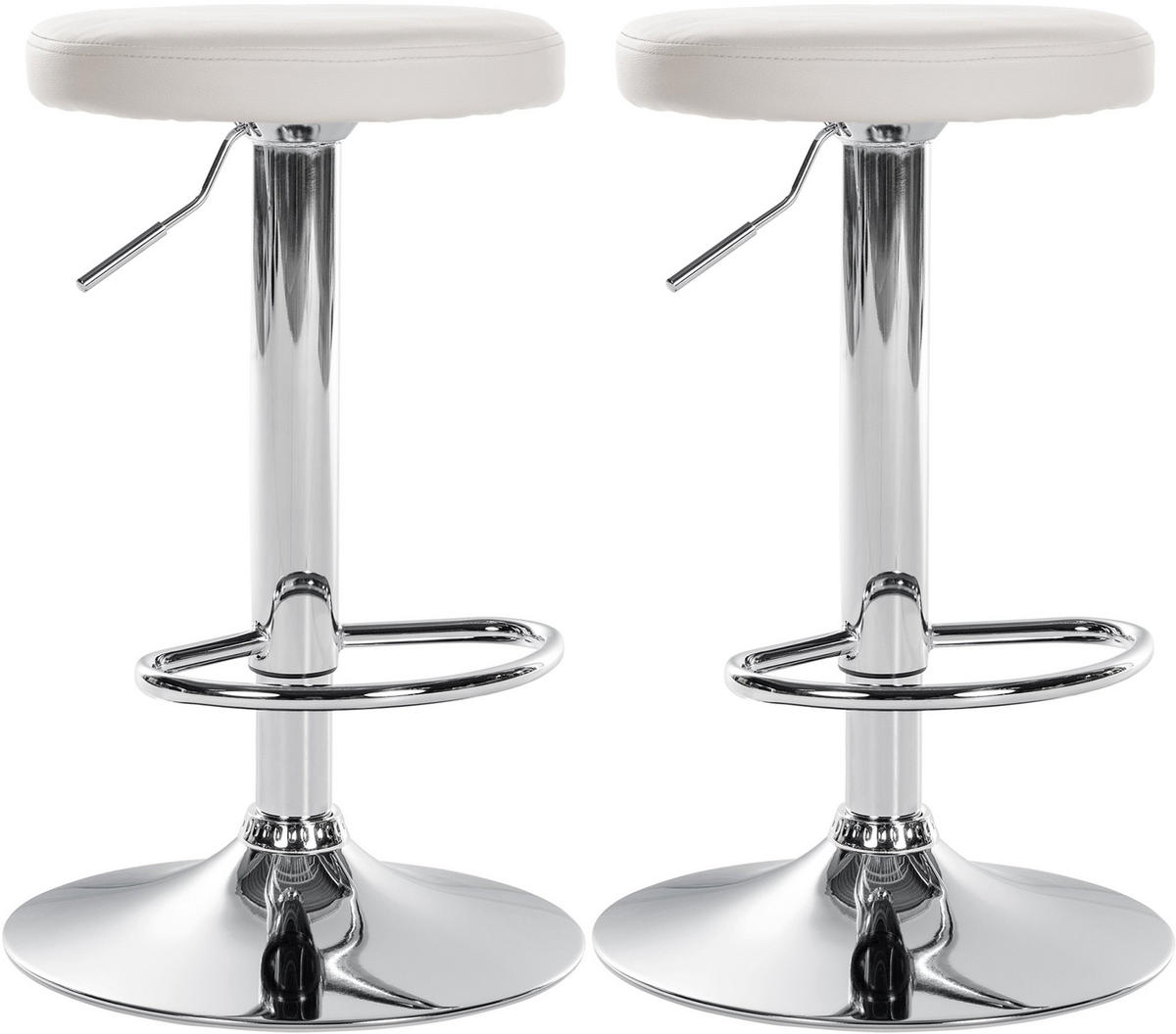 BARHOCKER 2er Set Lederlook weiß - Weiß, Textil/Metall (38.5/60/38.5cm) - CLP