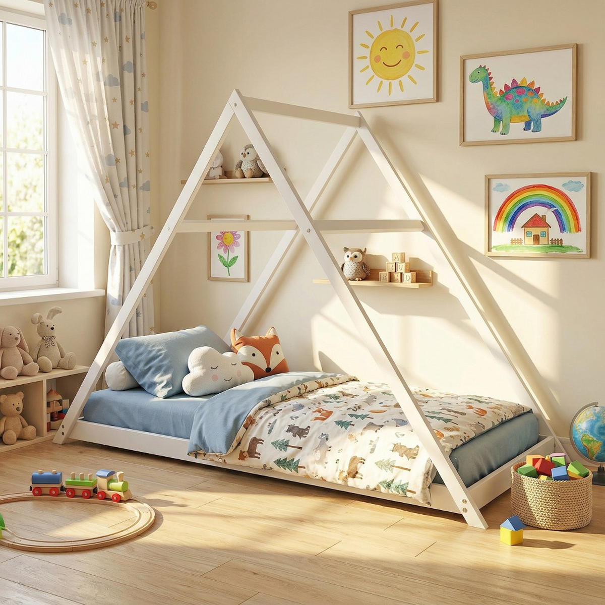 HAUSBETT APACHE mit Lattenrost/ Kinderbett 90x190 - Weiß - Weiß, Holz (90/190cm) - Weber Industries