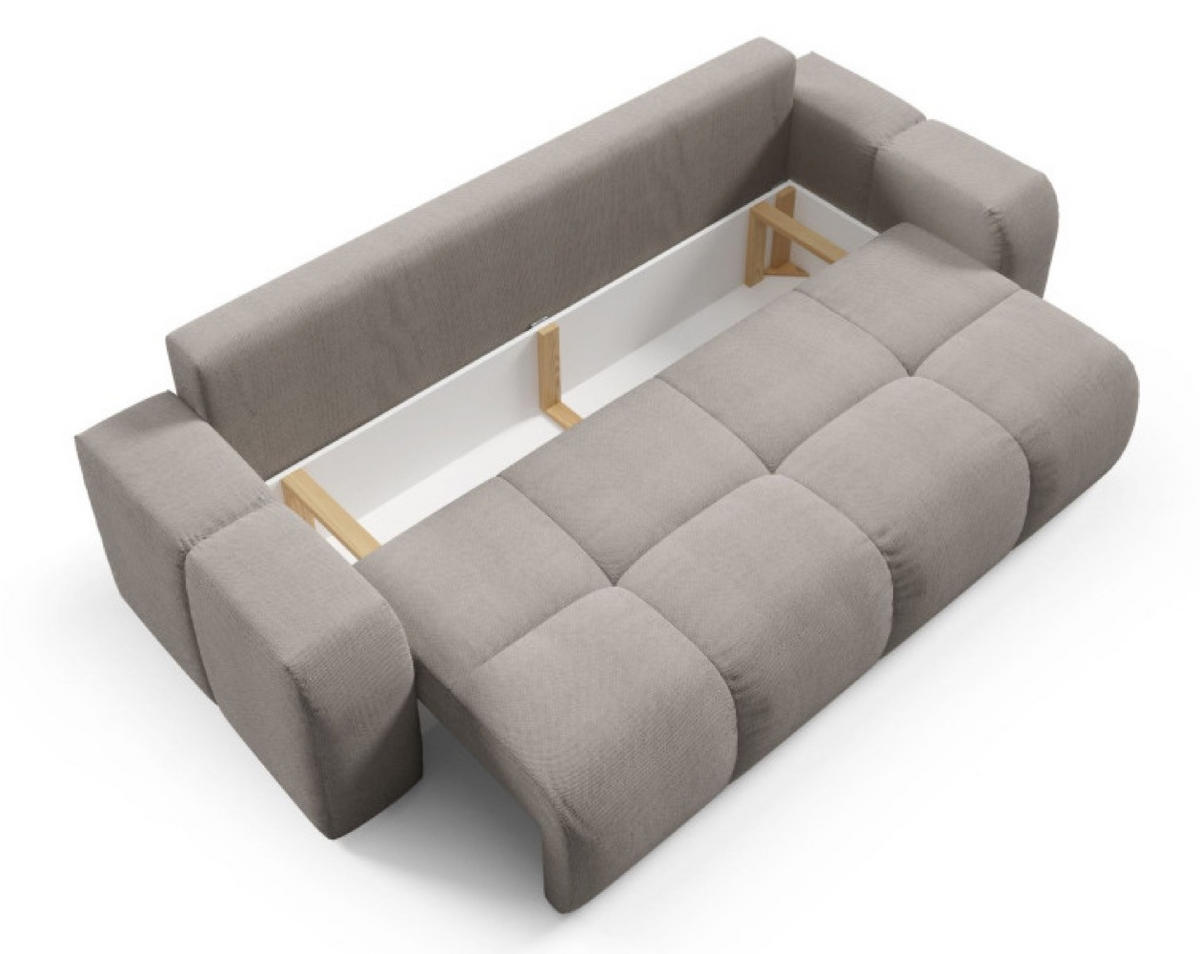 SOFA Grau SOHI Mit Schlaffunktion Und Bettkasten - Grau, Textil (259/90/99cm) - Sepro Meble