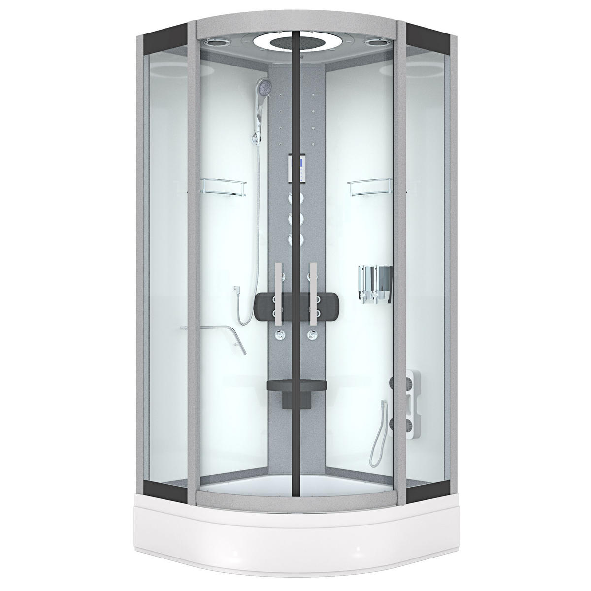 FERTIGDUSCHE Dusche D58-50T1 Weiß 90x90 - Weiß, Glas/Kunststoff (90/90/225cm) - AcquaVapore by Sandra Jentho