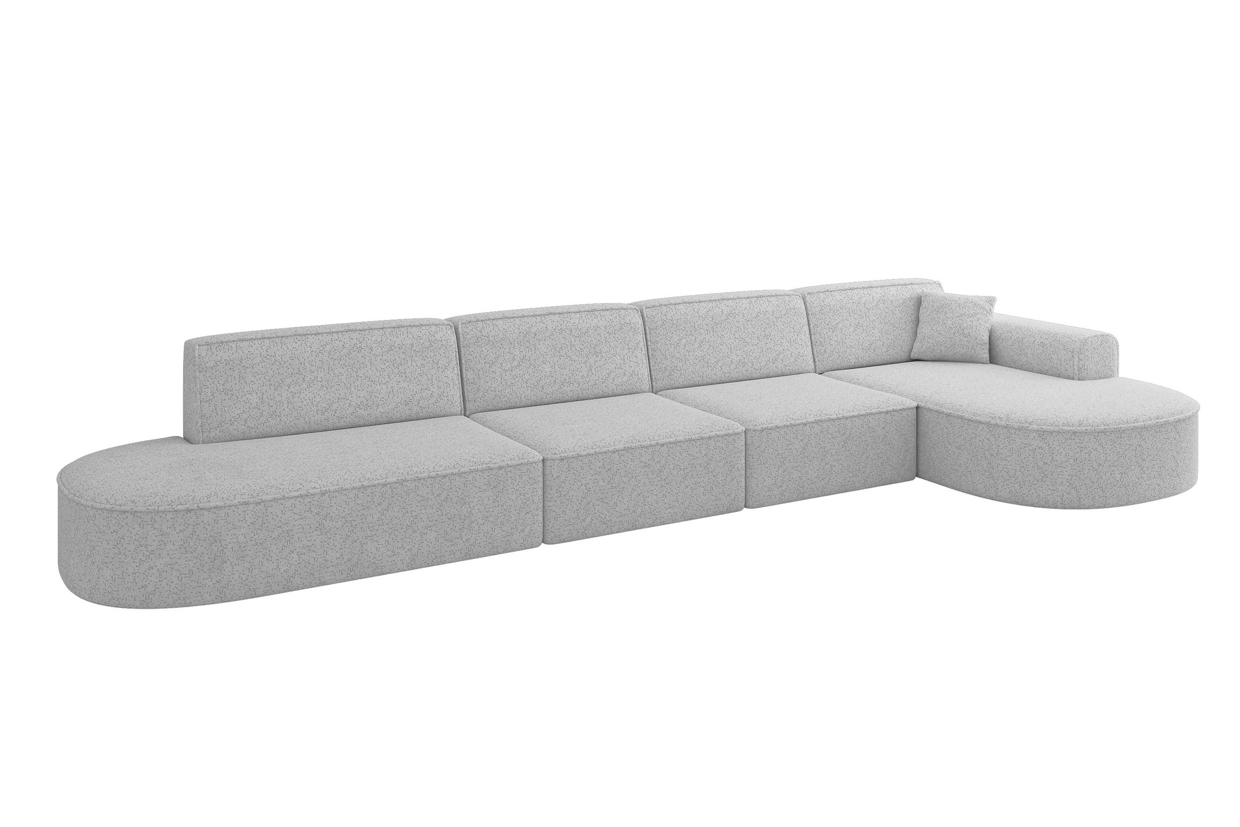 ECKSOFA Ottomane Rechts MARI-L3 - 413x171x79 cm Grau Tissu - Schwarz/Grau, Holzwerkstoff/Kunststoff (171/413cm) - ALTDECOR