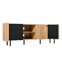 TV SCHRANK mit Drei Türen und Zwei Offenen Fächern - Schwarz/Braun, Holzwerkstoff (38/57/160cm) - Urban Meuble