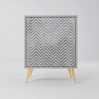 SIDEBOARD CONCRETE ZIG ZAG, Grau, 57,5x42x75,5 cm, Goldfarbene Metallfüße - Goldfarben/Multicolor, Holzwerkstoff/Metall (57.5/75.5/42cm) - SpaceRebels