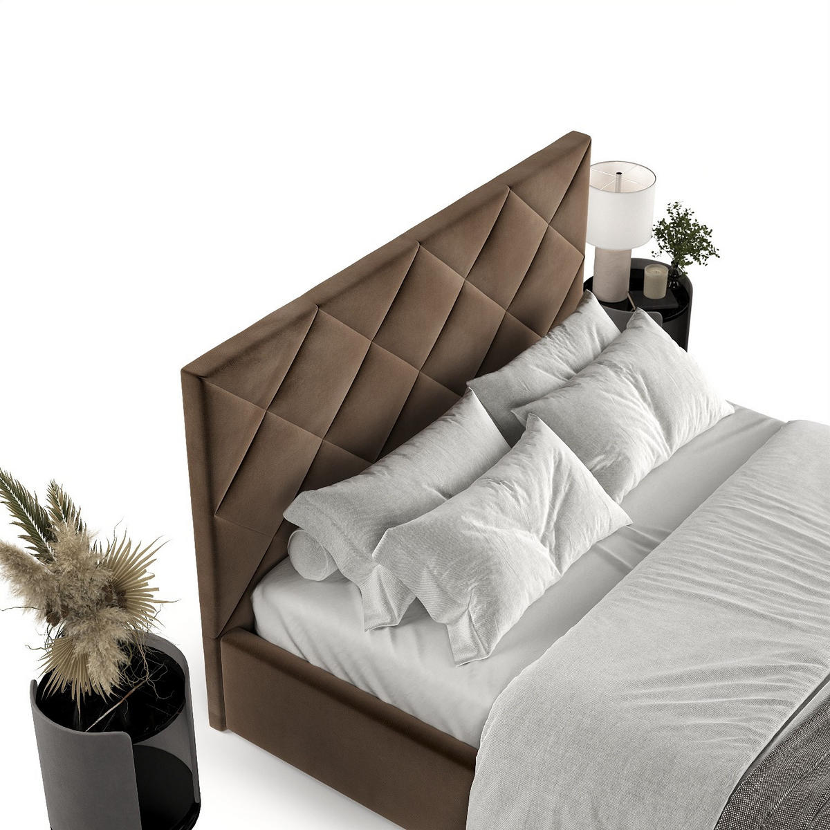 POLSTERBETT Torno 160/200 cm Braun im Kronos Stoff - Schwarz/Naturfarben, Holz/Holzwerkstoff (160/200cm) - AltaBeds