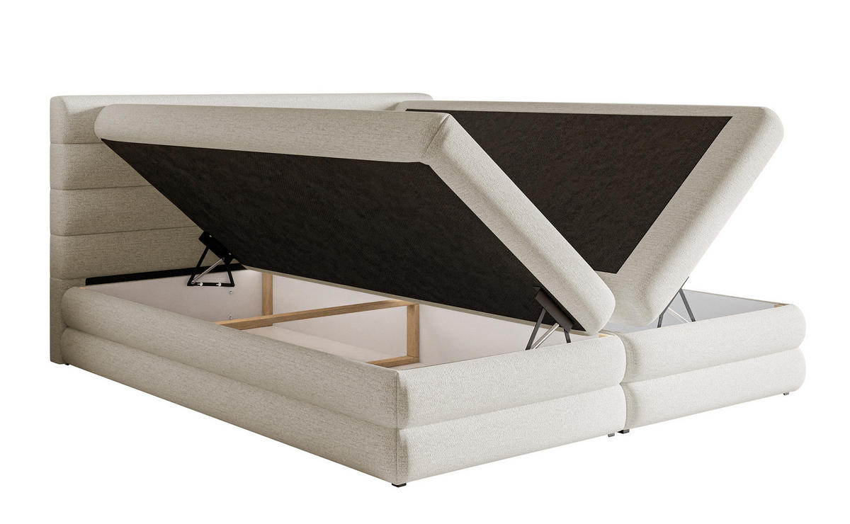 BOXBETT Alegre Hellbeige Chenille 140/200 cm - Beige/Schwarz, Kunststoff/Textil (140/200cm) - Selsey