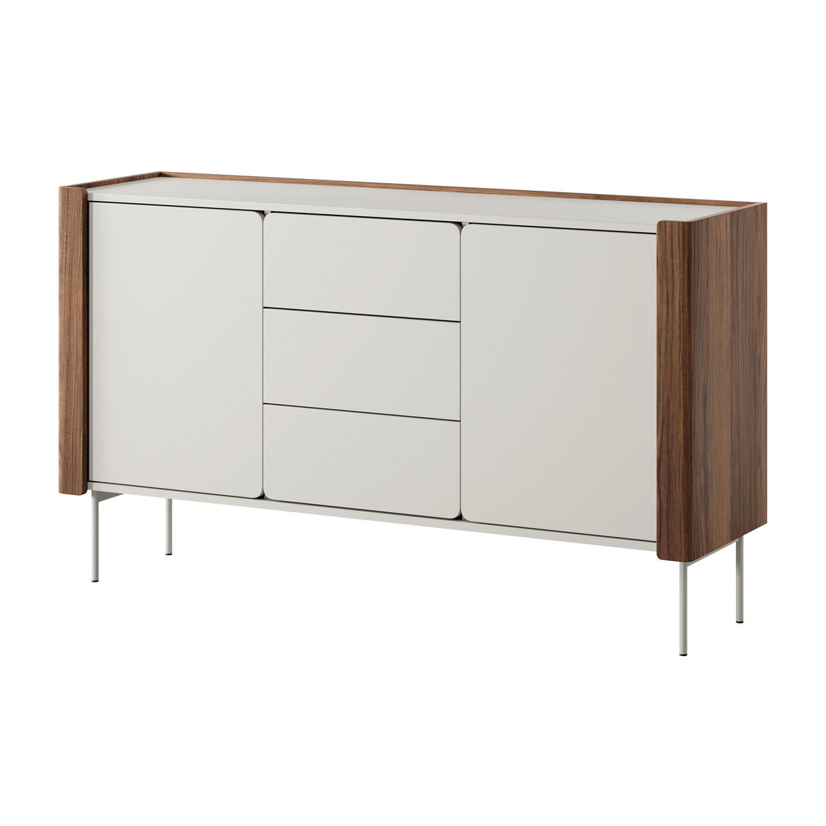SIDEBOARD AVVOLGERE 141/82/39 cm mit 3 Schubladen 2 Türen Nussbaumfarben - Kaschmir/Nussbaumfarben, Holzwerkstoff (141/82/39cm) - MASSENO