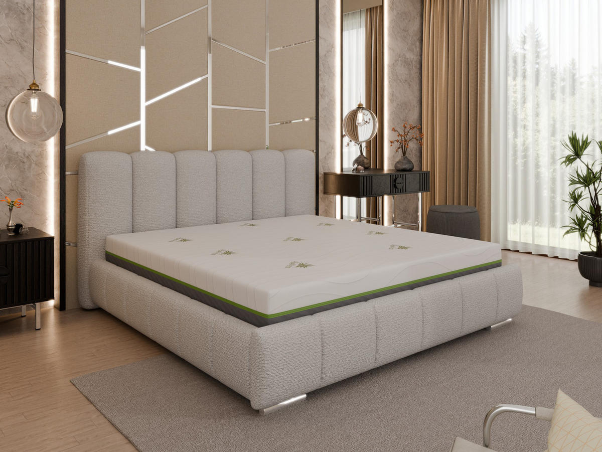 POLSTERBETT Zaira 180x200cm – Elegantes Polsterbett für modernen Wohnstil , ZONIERTE TASCHENFEDERN KOKOS (21cm), Sandfarben - Sandfarben, Holz (180/200cm) - Homesy