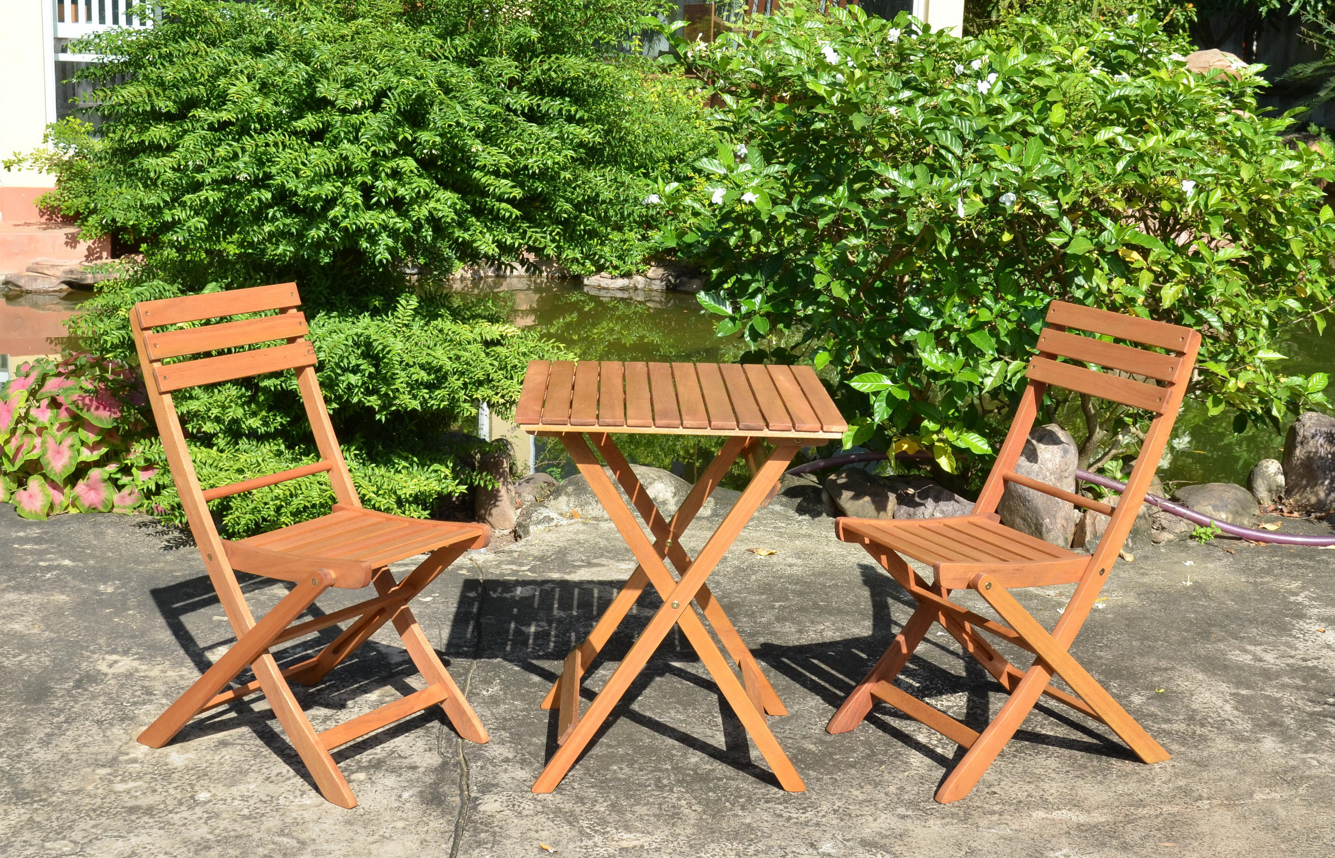 GARTENSET Diego 3tlg 2x Klappstuhl 1x Kapptisch - Braun, Holz - Sedex