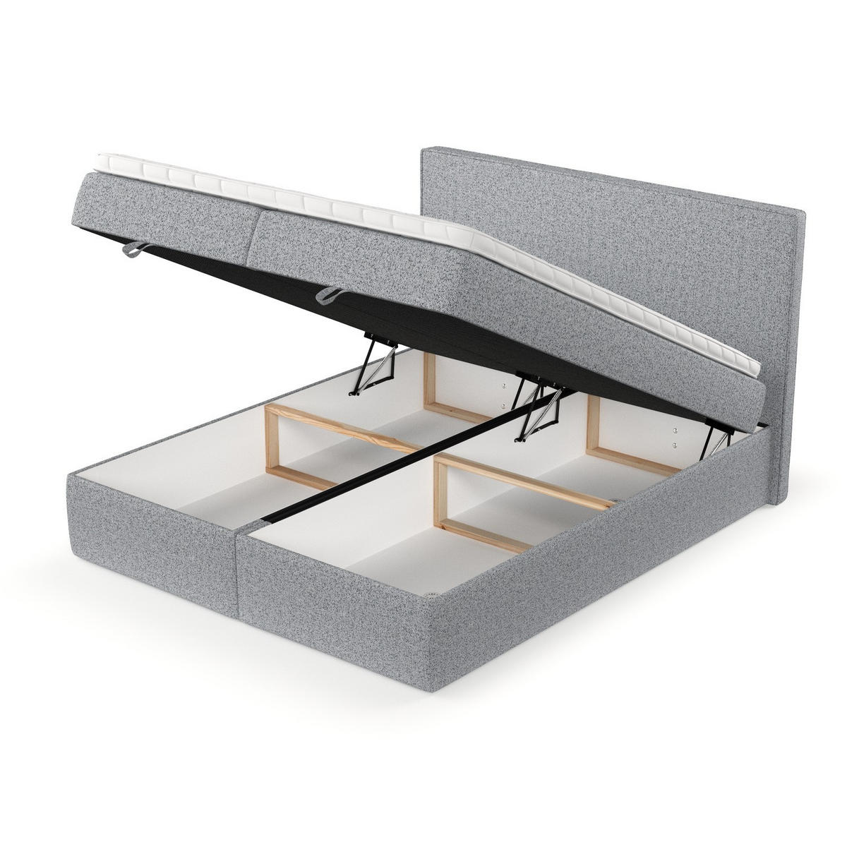 BOXBETT Velma 140/200 cm Grau im Riva Stoff - Schwarz/Grau, Holz/Holzwerkstoff (140/200cm) - AltaBeds